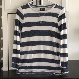 Bobeau  Crewneck Blue and White Striped Knit Top Size XS
